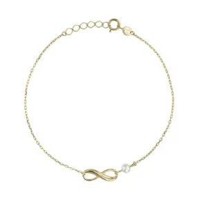 Soleil Collection Pearl infinity Bracelet | 9K Solid Yellow Gold