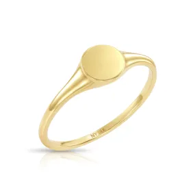 Solid 14k Gold Round Signet Ring