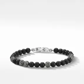 Spiritual Beads Bracelet in Sterling Silver with Pave Black Diamonds