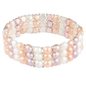 Splendid Pearls Beautiful Knitted Triple Row Pearl Bracelet