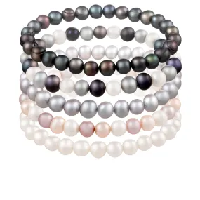 Splendid Pearls Set Of 5 Elastic Bracelets