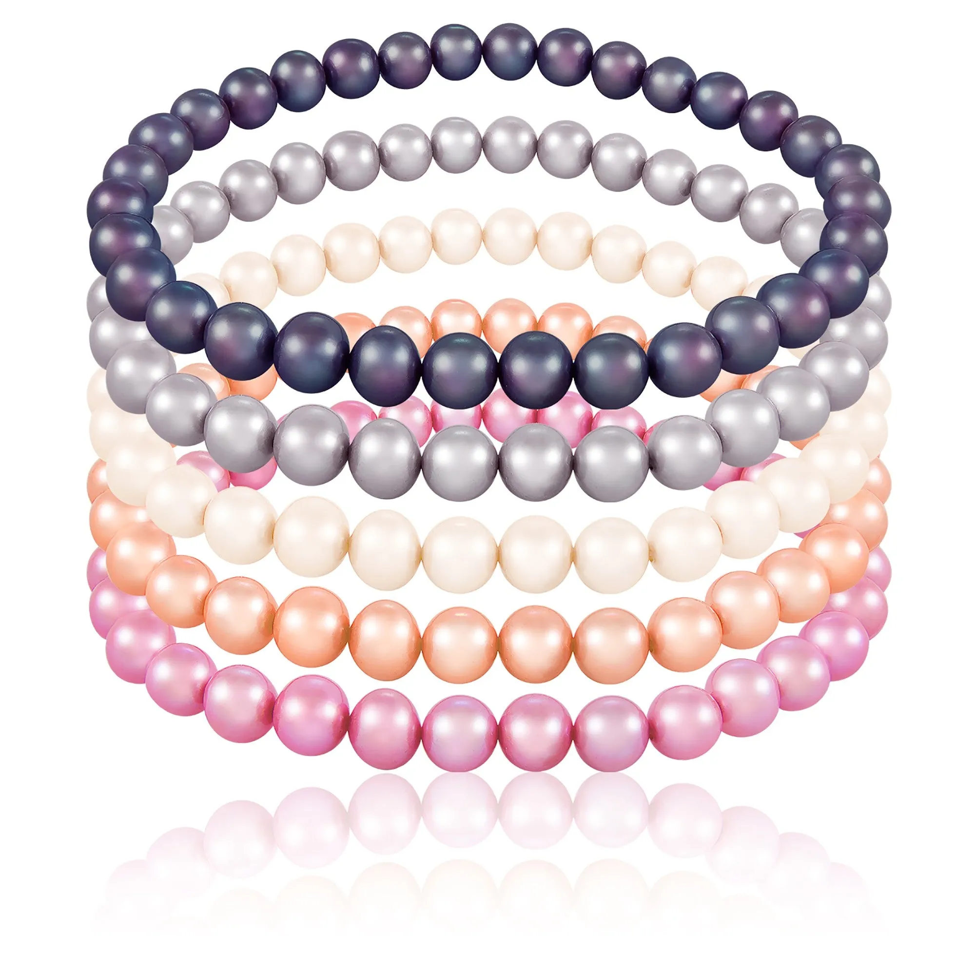 Splendid Pearls Set Of 5 Elastic Bracelets