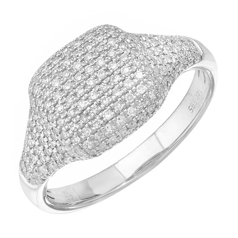 Square Diamond Pave Signet Ring