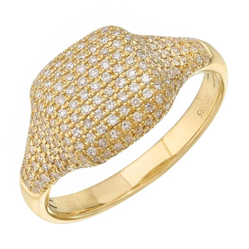 Square Diamond Pave Signet Ring