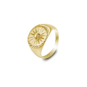 Starburst 9ct Gold Signet Ring