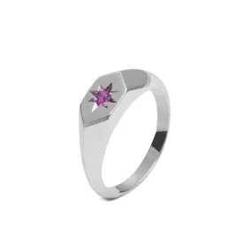 Starlight Pink Tourmaline Birthstone Signet Ring