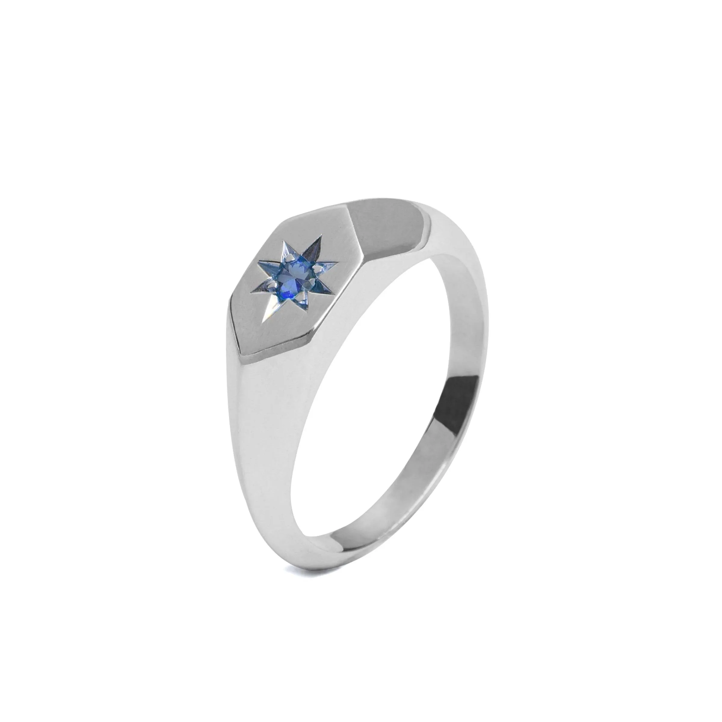 Starlight Sapphire Birthstone Signet Ring