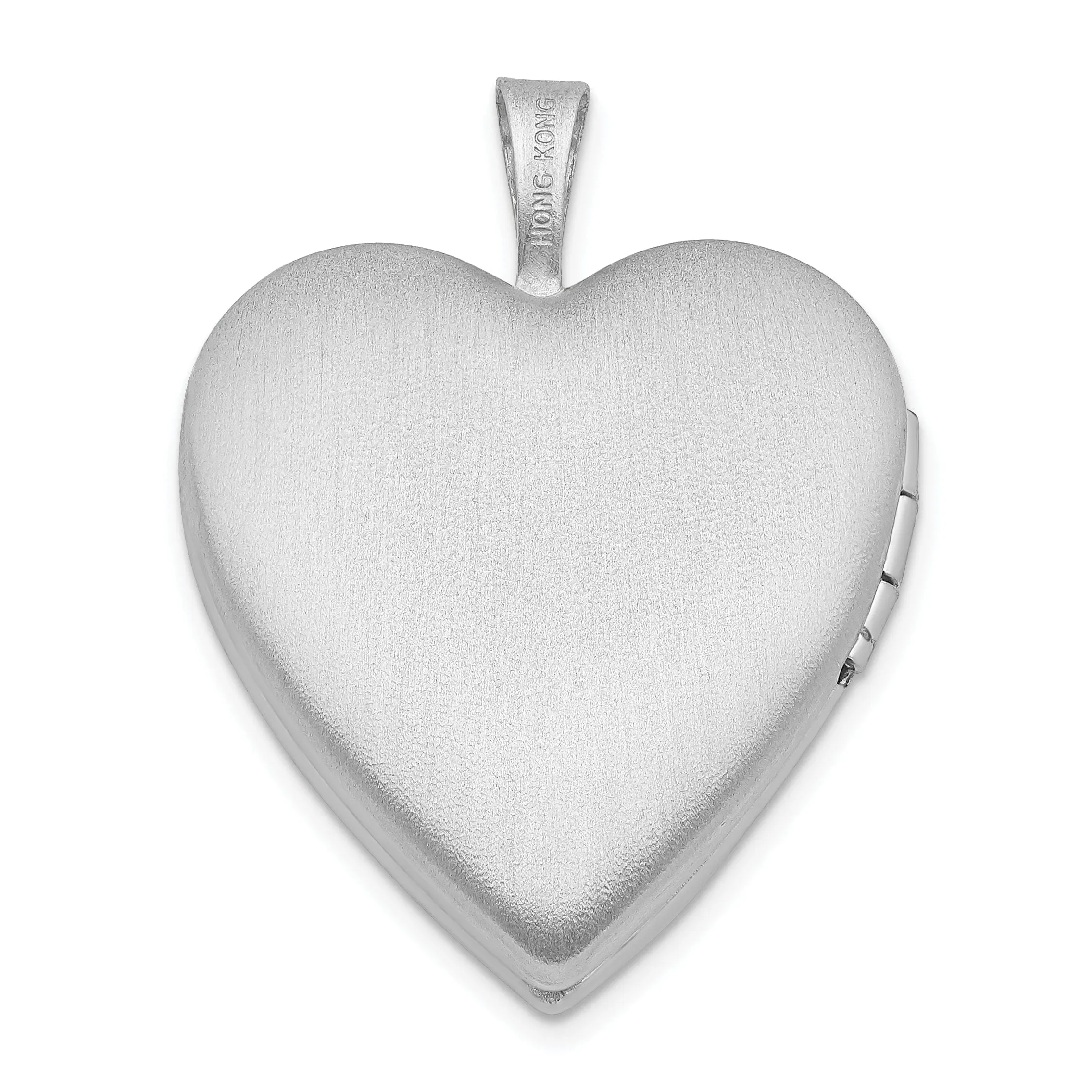 Sterling Silver 21mm Brushed and Polished Heart with Wings Heart Locket