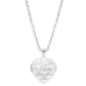 Sterling Silver Love Engraved Heart Locket