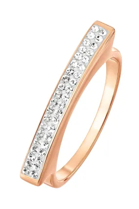 Sterling Silver Rose Gold Plated Crystal Bar Ring