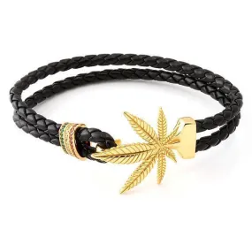 Sterling Silver Weed Bracelet (Gold) - Designed by Snoop Dogg x King Ice