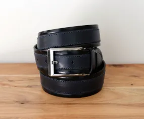 Stitched Leather Belt Navy/Blue