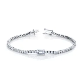 Straight Line Diamond Bracelet with Center Stone