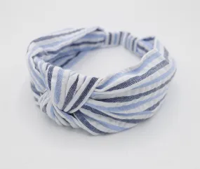 stripe top knot headband cotton crinkled hairband casual hair accessory for women