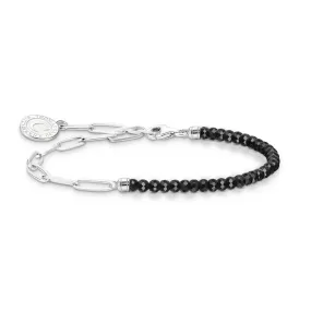 Thomas Sabo Sterling Silver Charmista Long Link Black Onyx 16-19cm Bracelet