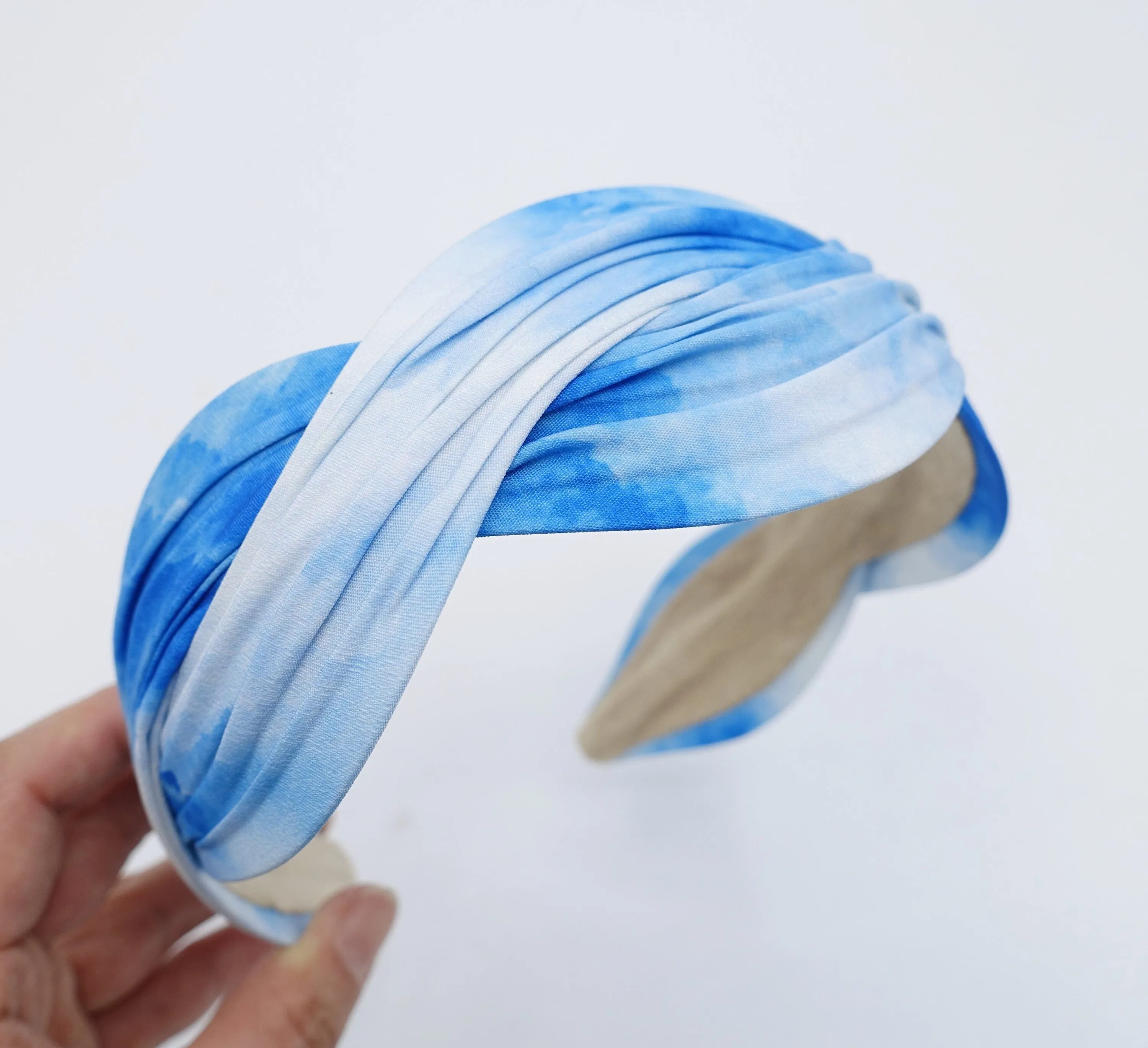 tie dye pattern wave headband cross hairband for women