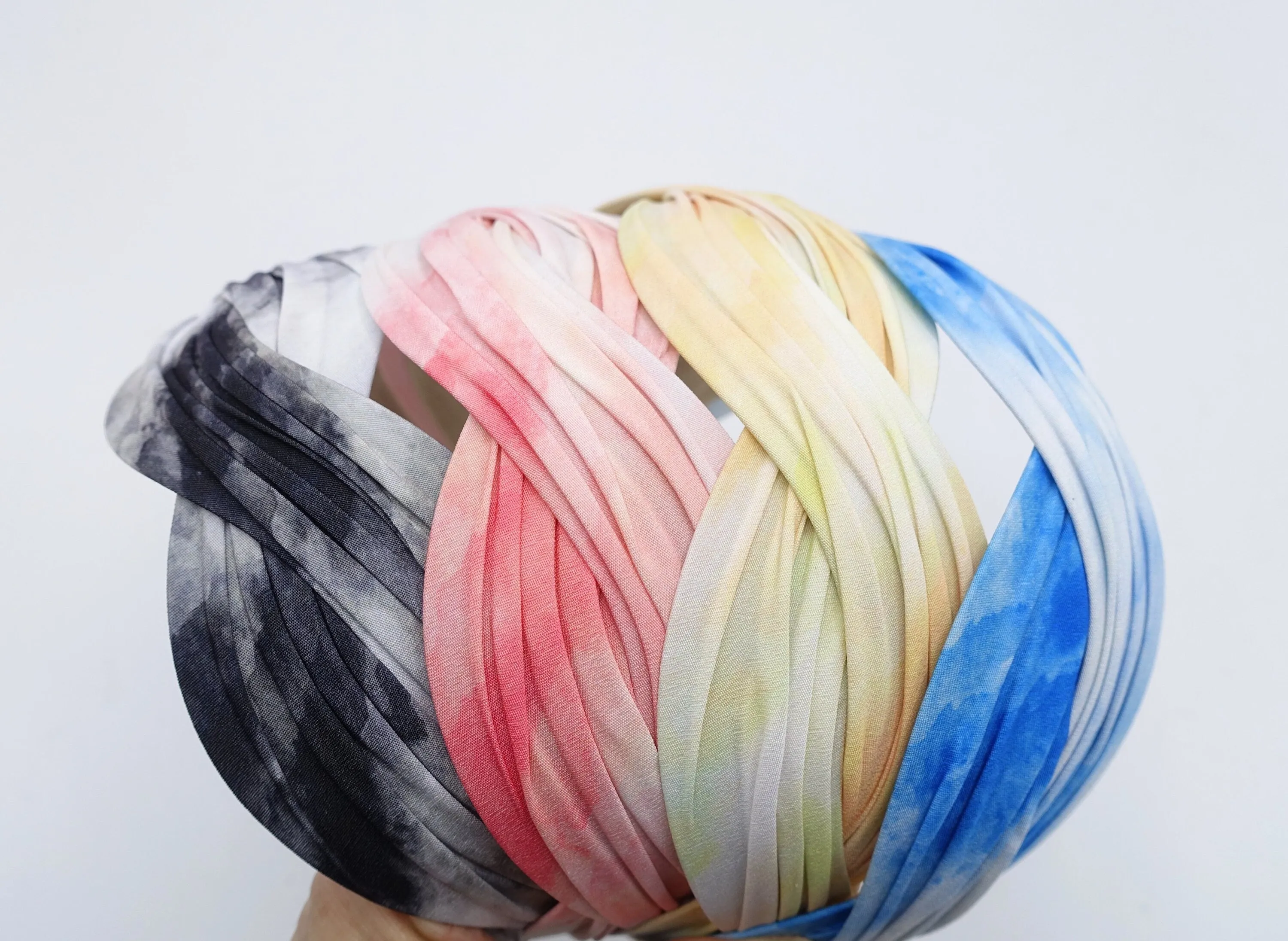 tie dye pattern wave headband cross hairband for women