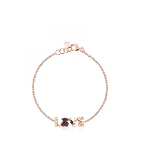 Tous Rose Gold Vermeil San Valentín love Bracelet with Ruby and Spinel 915301610