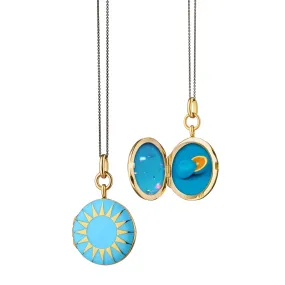 Turquoise Enamel and Vermeil Round Locket