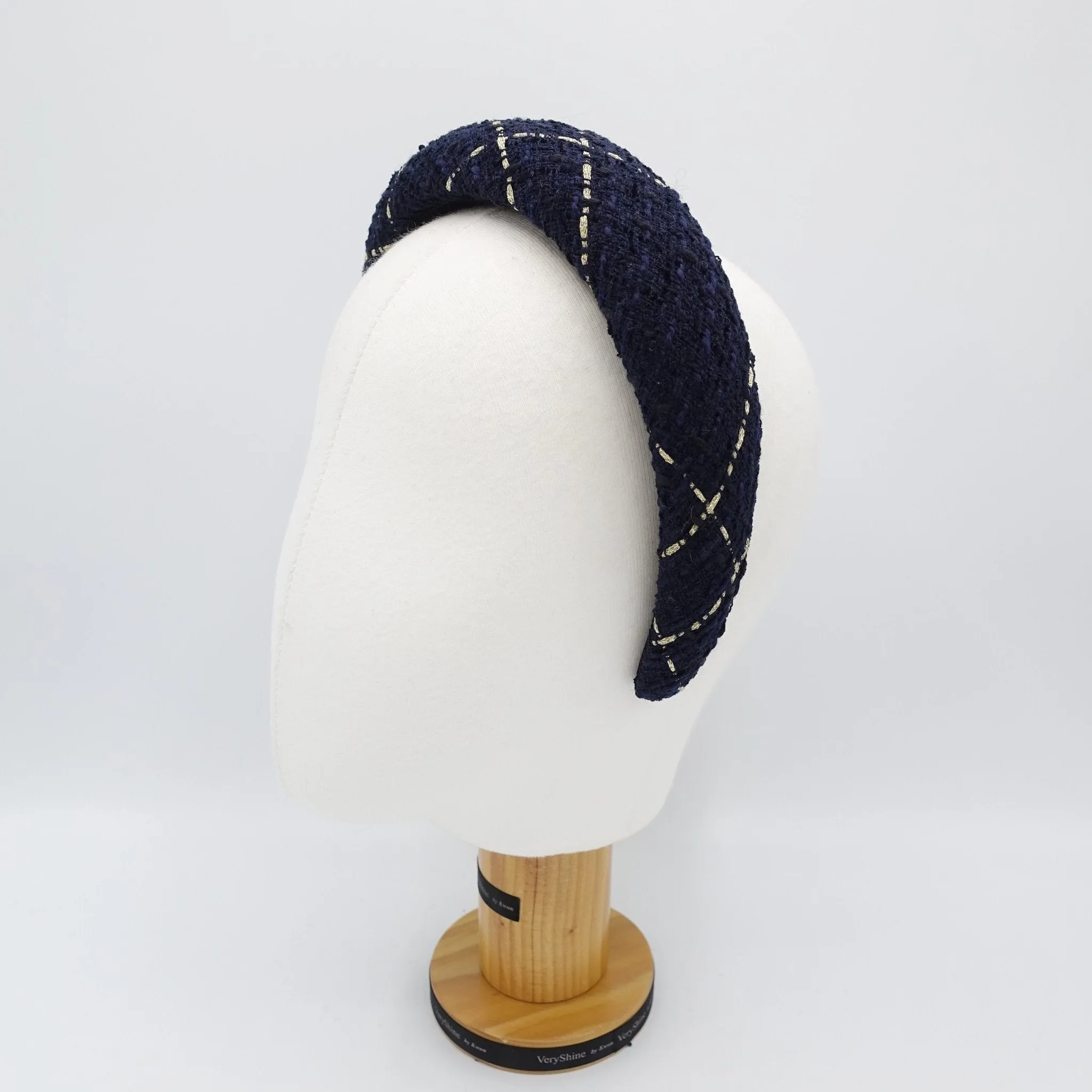 tweed padded headband diagonal cross hairband stylish hairband trendy women hair accessory