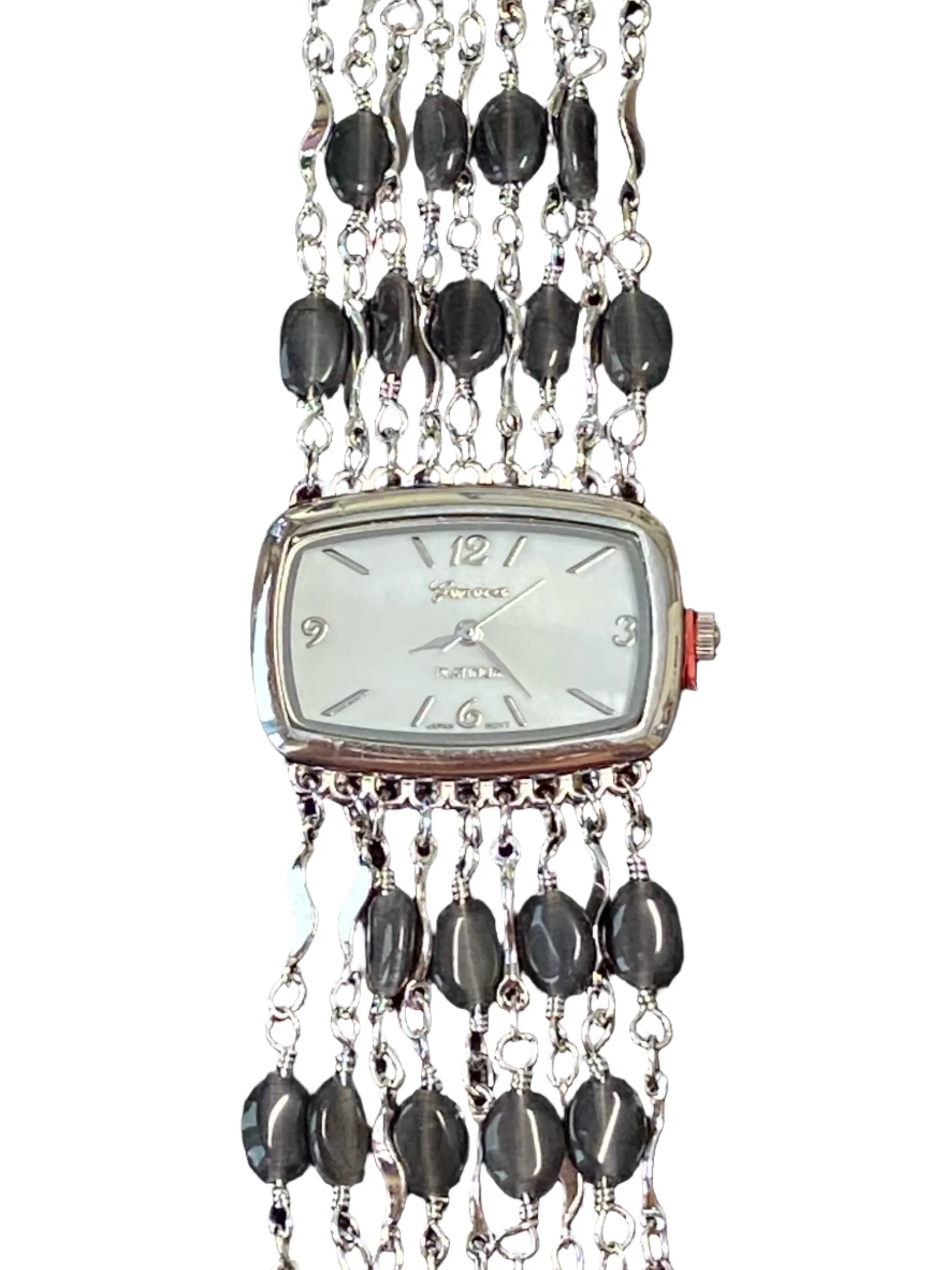 Watch- Dark Grey Cat's Eye Multi Strand Silver