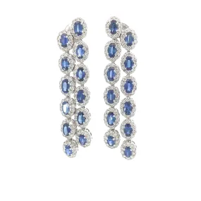 White Gold Diamond Sapphire Drop Earrings