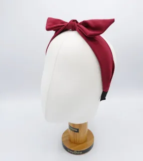 wired hair bow solid color headband casual adjustable bow hairband woman hair accessory