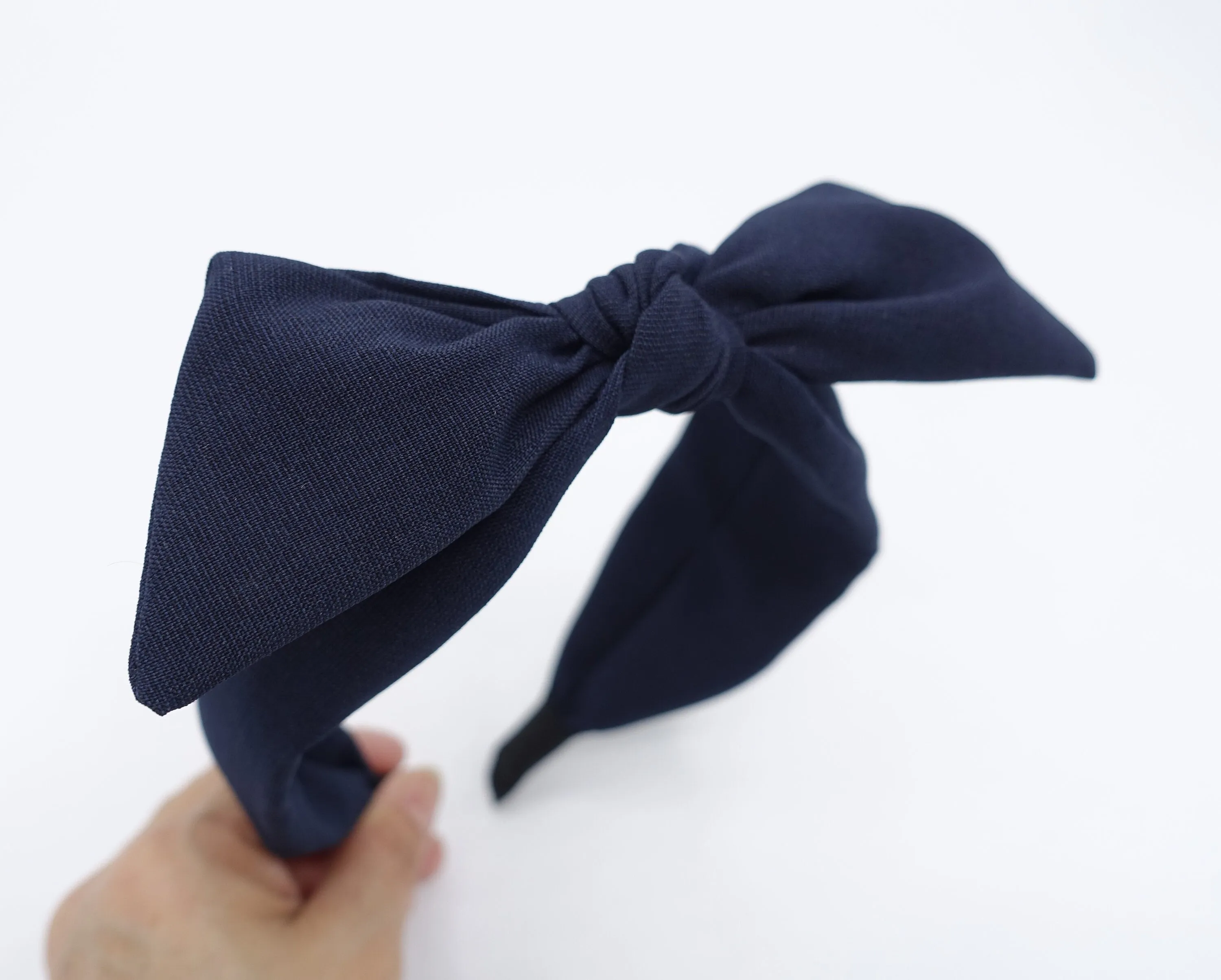 wired hair bow solid color headband casual adjustable bow hairband woman hair accessory