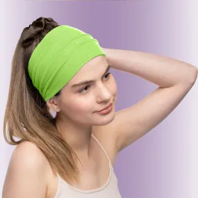 Women's Headbands Cotton Jersey 5" Wide Yoga Fitness Fashion Made in the USA Lime