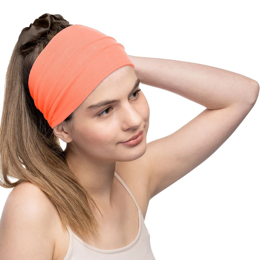 Women's Headbands Cotton Jersey 5" Wide Yoga Fitness Fashion Made in the USA Peach