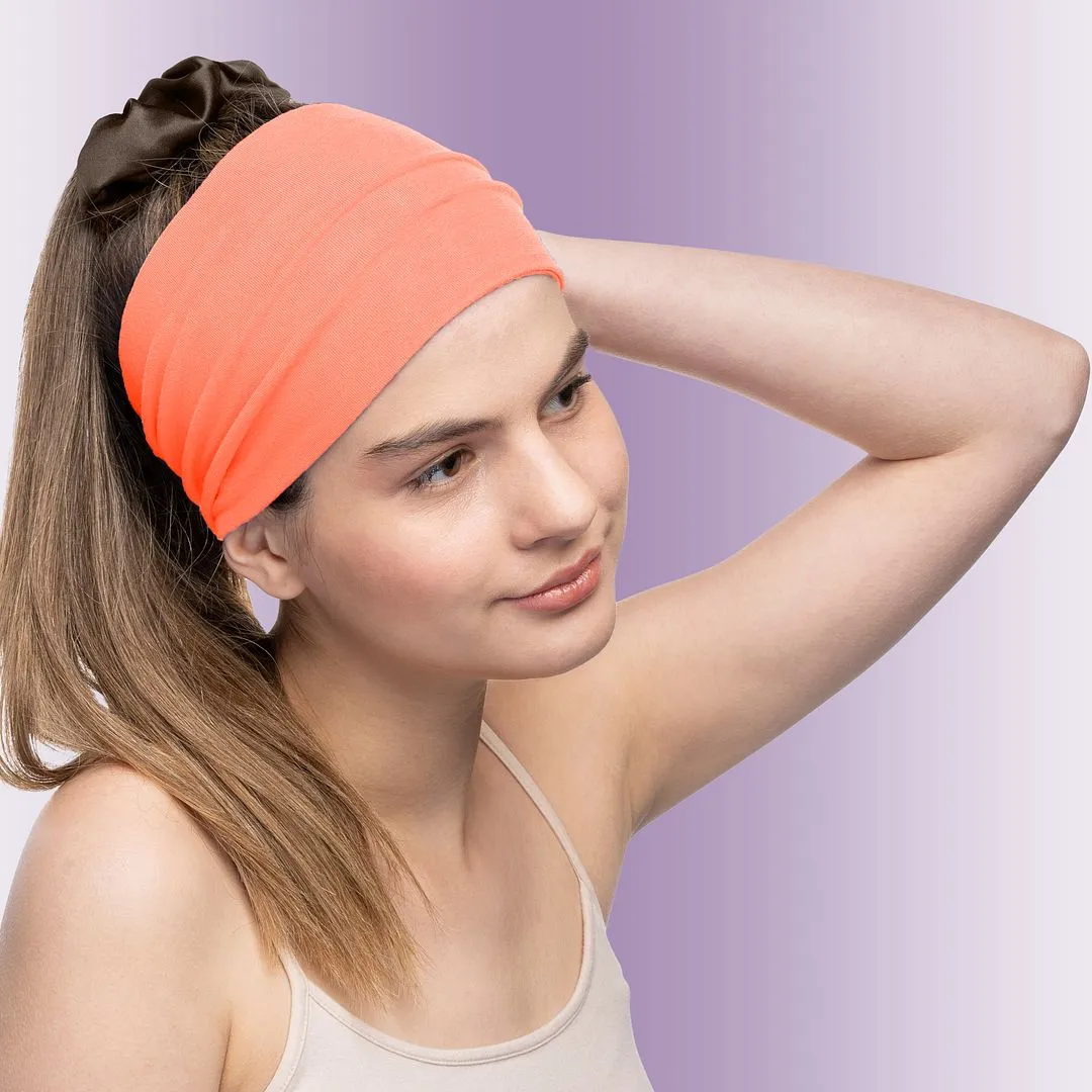 Women's Headbands Cotton Jersey 5" Wide Yoga Fitness Fashion Made in the USA Peach