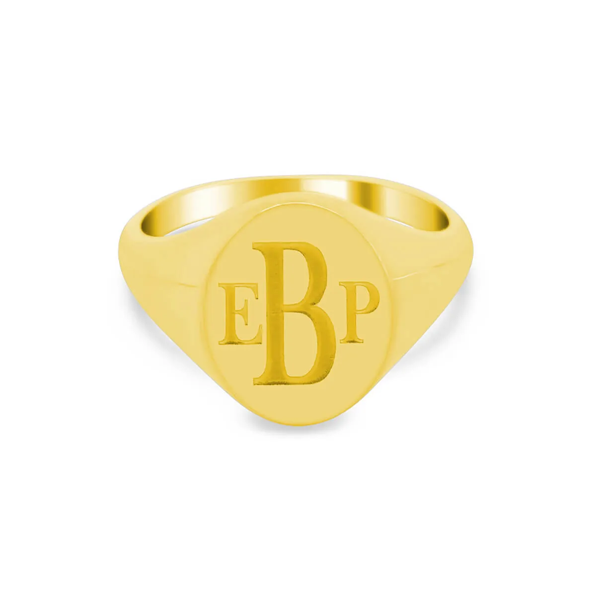 Women's Oval Signet Ring - Medium - Laser Engraved Roman Monogram