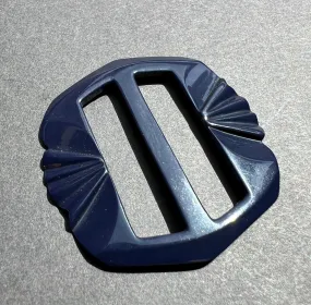 Wonderfully Deco Midnight Blue Galalith 4.5cm Belt Buckle - Unused Old Shop Stock