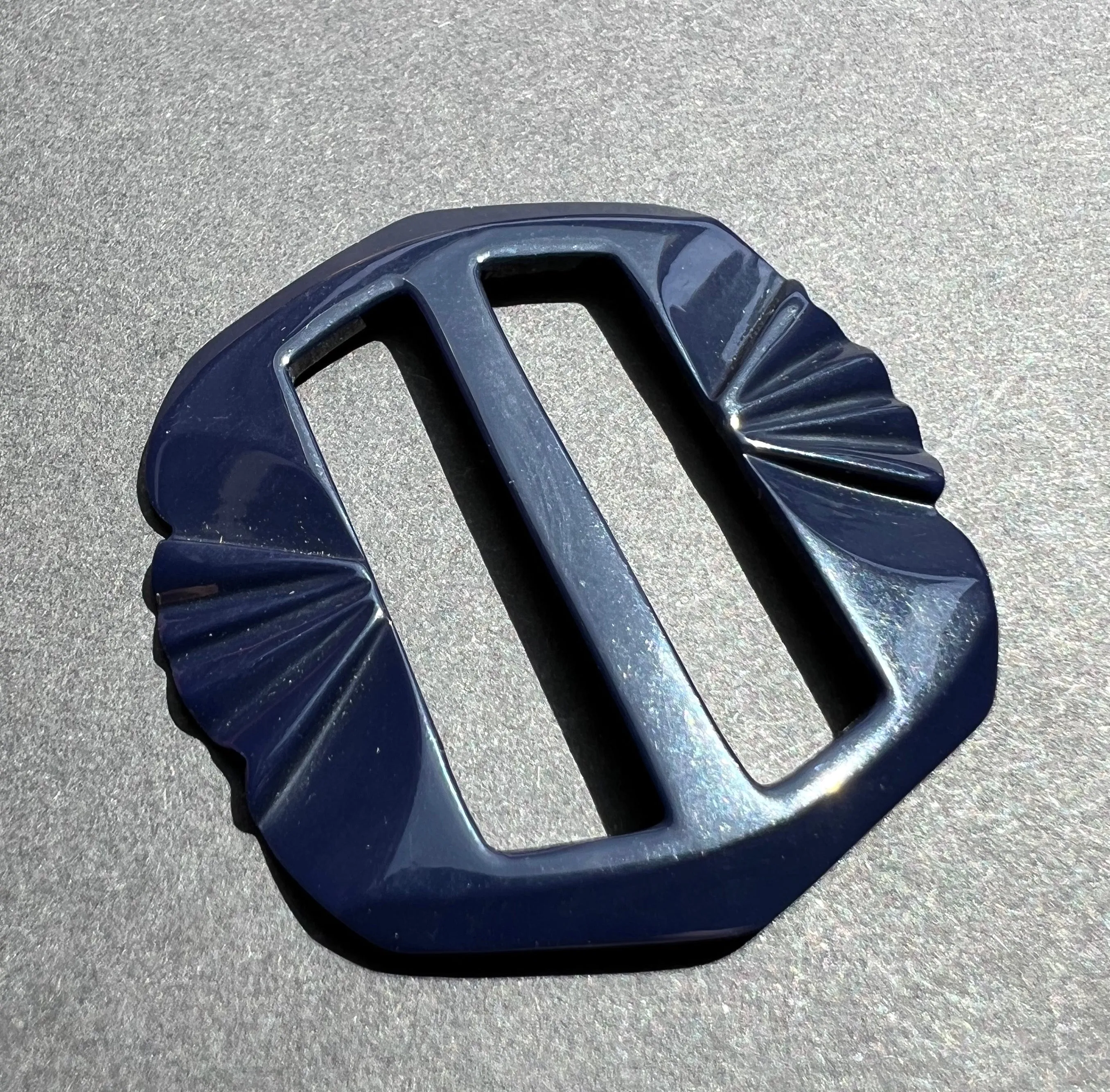 Wonderfully Deco Midnight Blue Galalith 4.5cm Belt Buckle - Unused Old Shop Stock